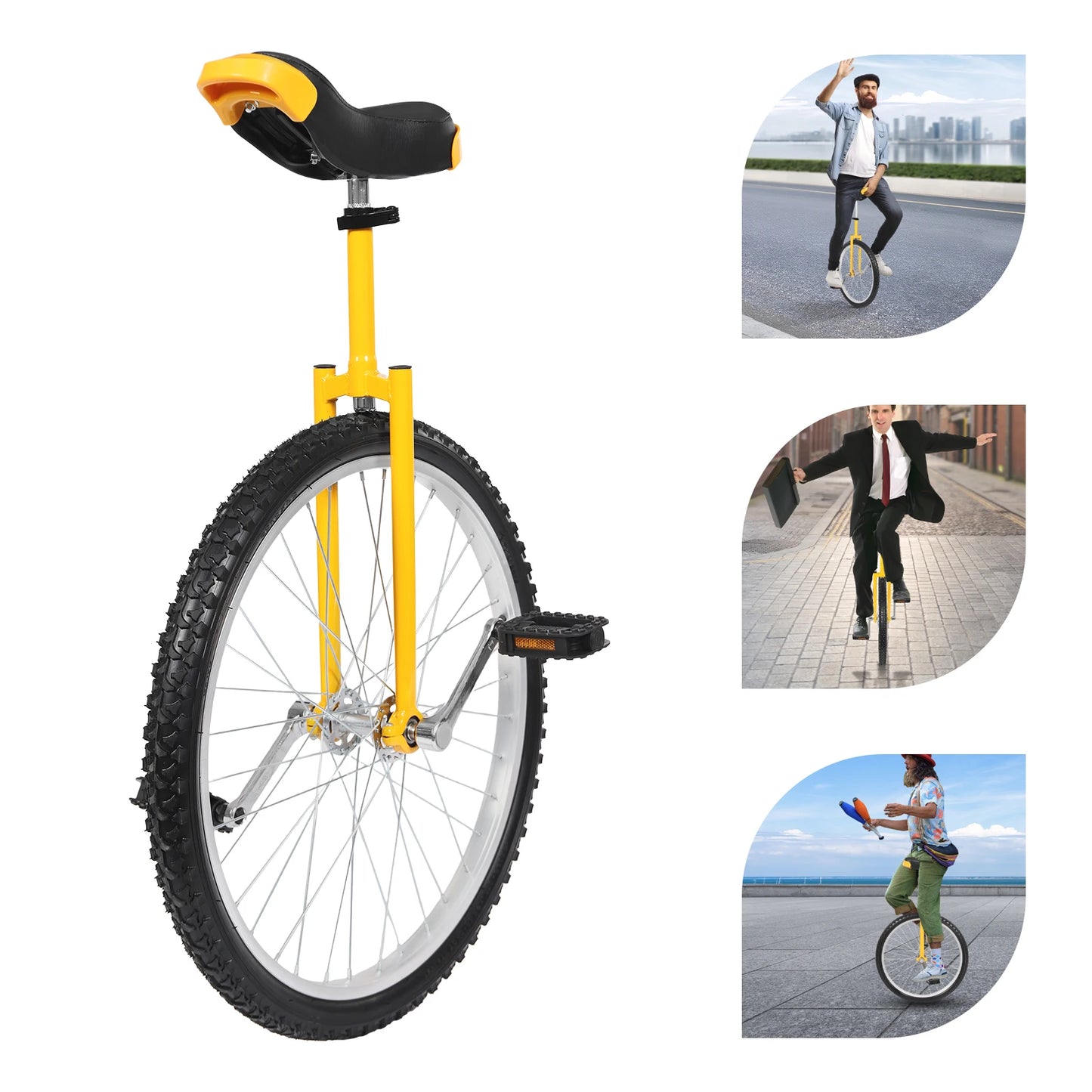 24” Outdoor Unicycle – Adjustable Height One-Wheel Bike with Leakproof Tire for Fitness & Fun