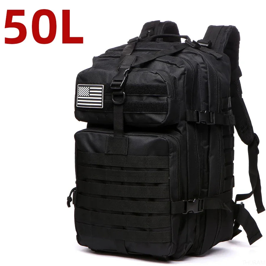 Outdoor-Ready Gear: 25L/50L Tactical Backpack for Camping, Hiking, & Sports