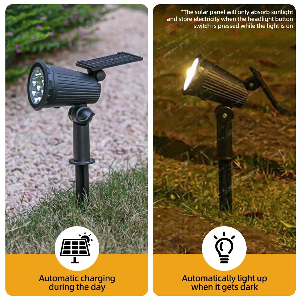 9-LED RGB Solar Spotlights – Waterproof Outdoor Landscape Lights with Adjustable Brightness for Garden, Yard & Trees