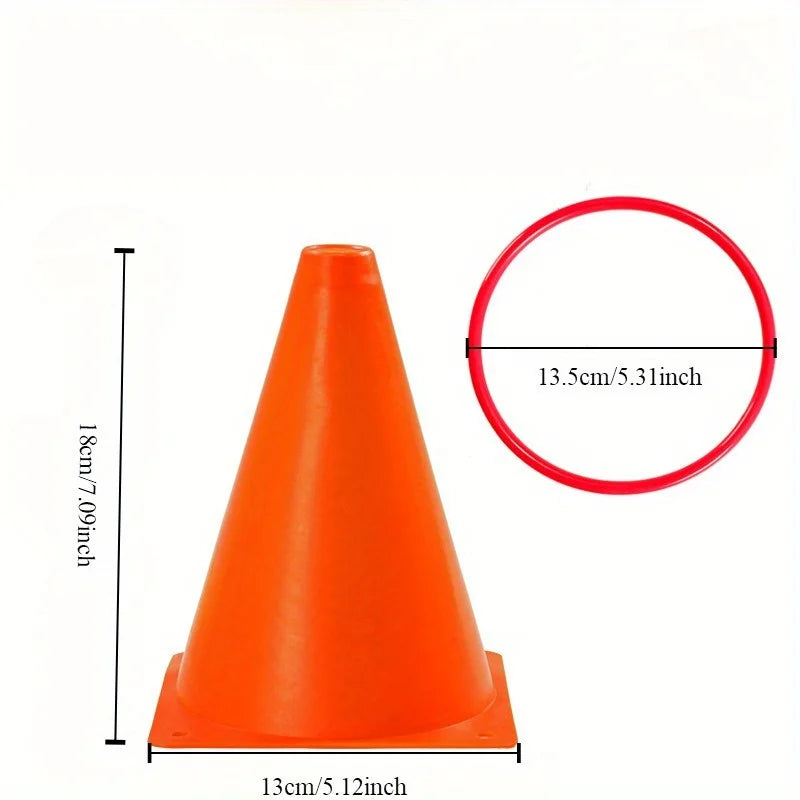 Multicolor Cone and Ring Toss Game Set for Kids – Outdoor Floor Ring Toss Sports Game with Logo Barrels, Sensory Motor Skills Trainer