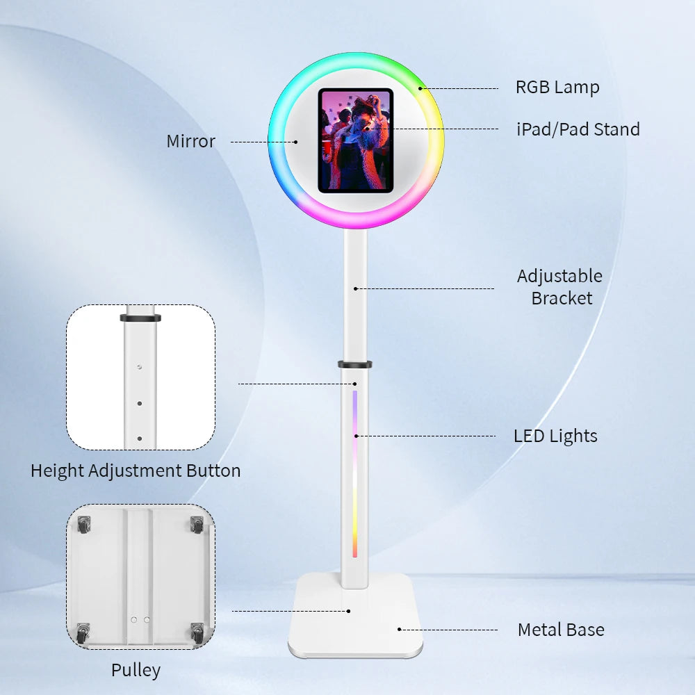 Selfie Photo Booth for iPad & Surface Pro – Fits 9.7"–13" Devices, Party-Ready with Flight Case