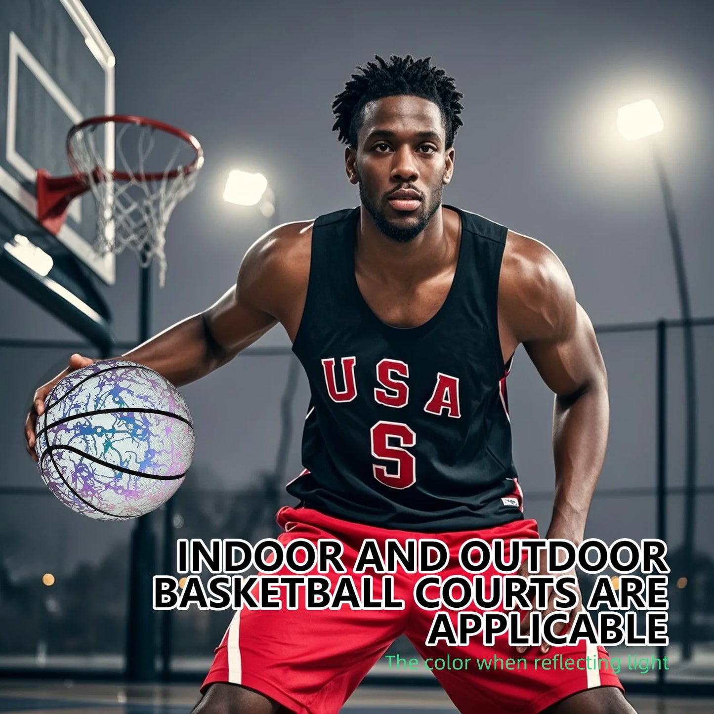 Glow-in-the-Dark Luminous Leather Basketball – Green Light-Up Night Ball for Indoor & Outdoor Play