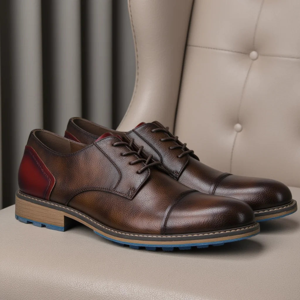 Retro Men’s Derby Shoes – Casual Leather Dress Shoes with Classic Lace-Up Style