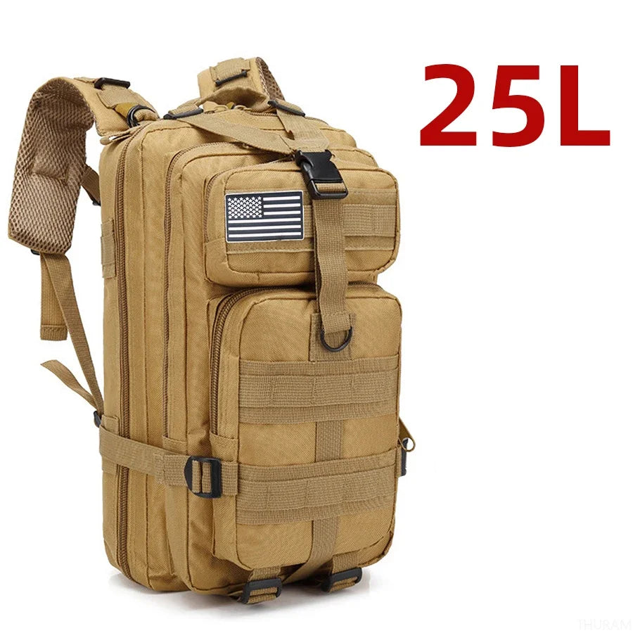 Outdoor-Ready Gear: 25L/50L Tactical Backpack for Camping, Hiking, & Sports