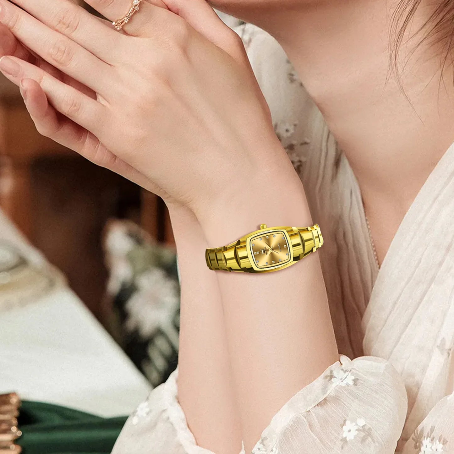 Ladies Waterproof Gold Luxury Watch – Elegant Stainless Steel Quartz Wristwatch Gift