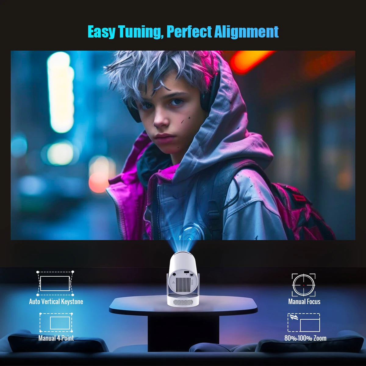 Magcubic HY300 Pro+ Portable Projector – Android 11, 4K Support, 290 ANSI Lumens, 180° Flexible Design, Dual WiFi & BT 5.0