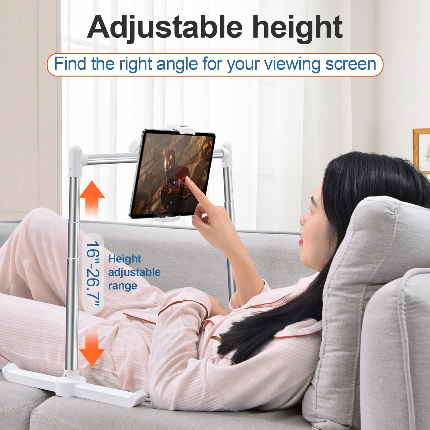 Adjustable Phone & Tablet Holder – Foldable Desktop Stand for Bed, Sofa, or Office Use