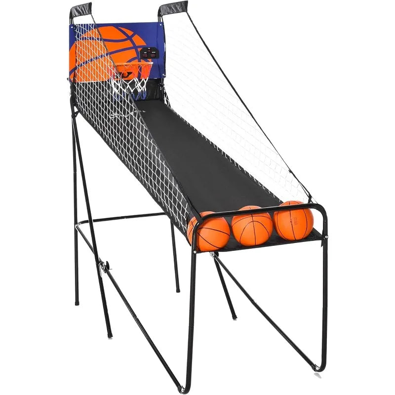 Indoor Basketball Arcade Game – Electronic Scoreboard for 1–2 Players, Foldable Hoop Shooting Game