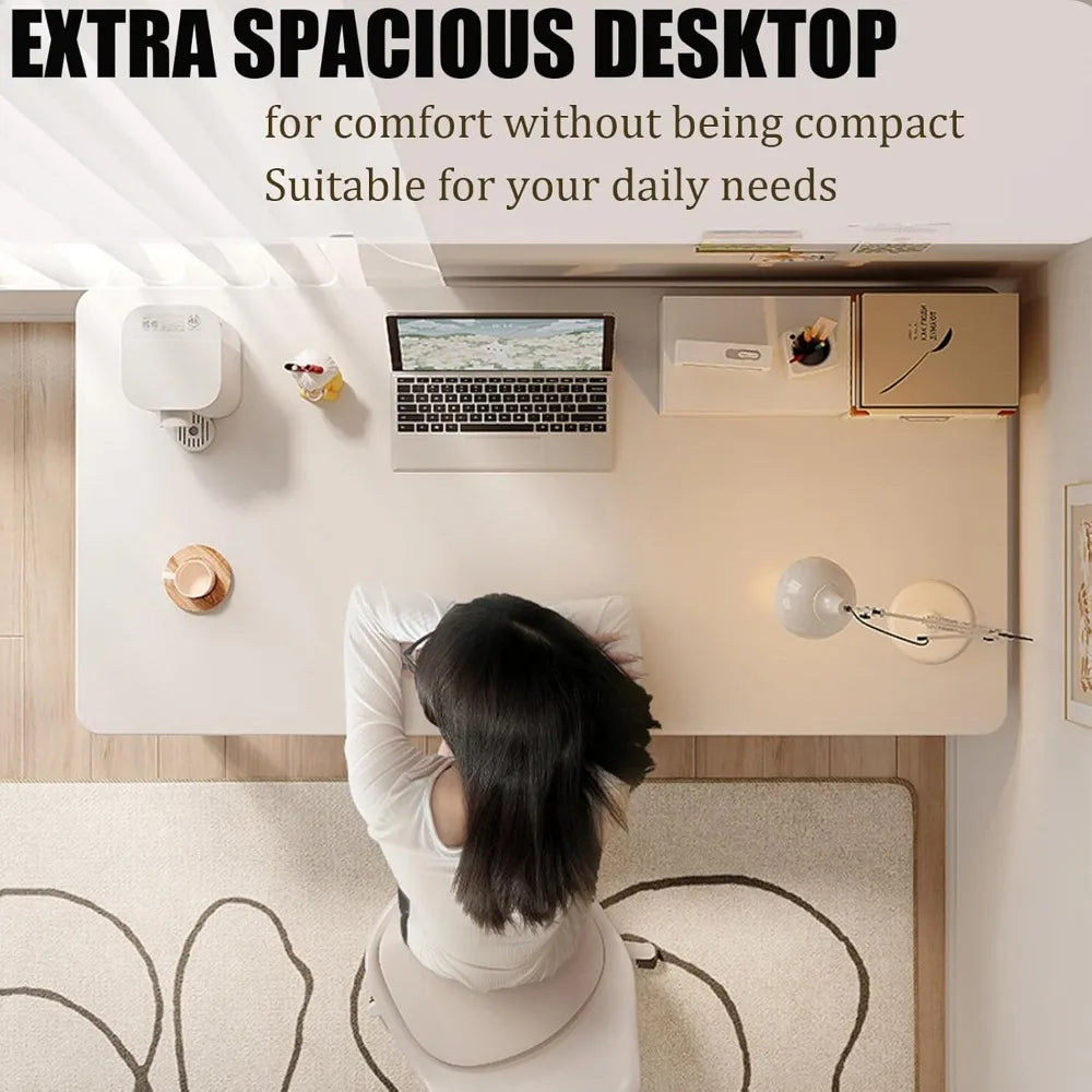 Modern 39.3" White Computer Desk – Minimalist Home Office Writing Table for Bedroom or Study Corner