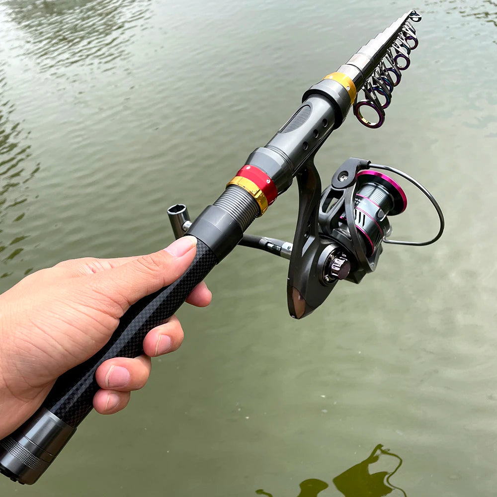 🎣 Telescopic Carbon Fiber Fishing Rod & Spinning Reel Combo Kit
Super Hard Build • Compact Design • Max Strength for Big Catch
