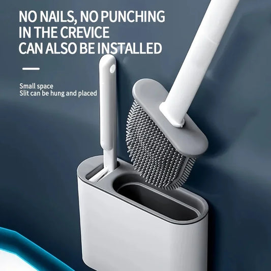 Clean Smarter: Flexible Silicone Toilet Brush with Quick-Dry Hanging Holder