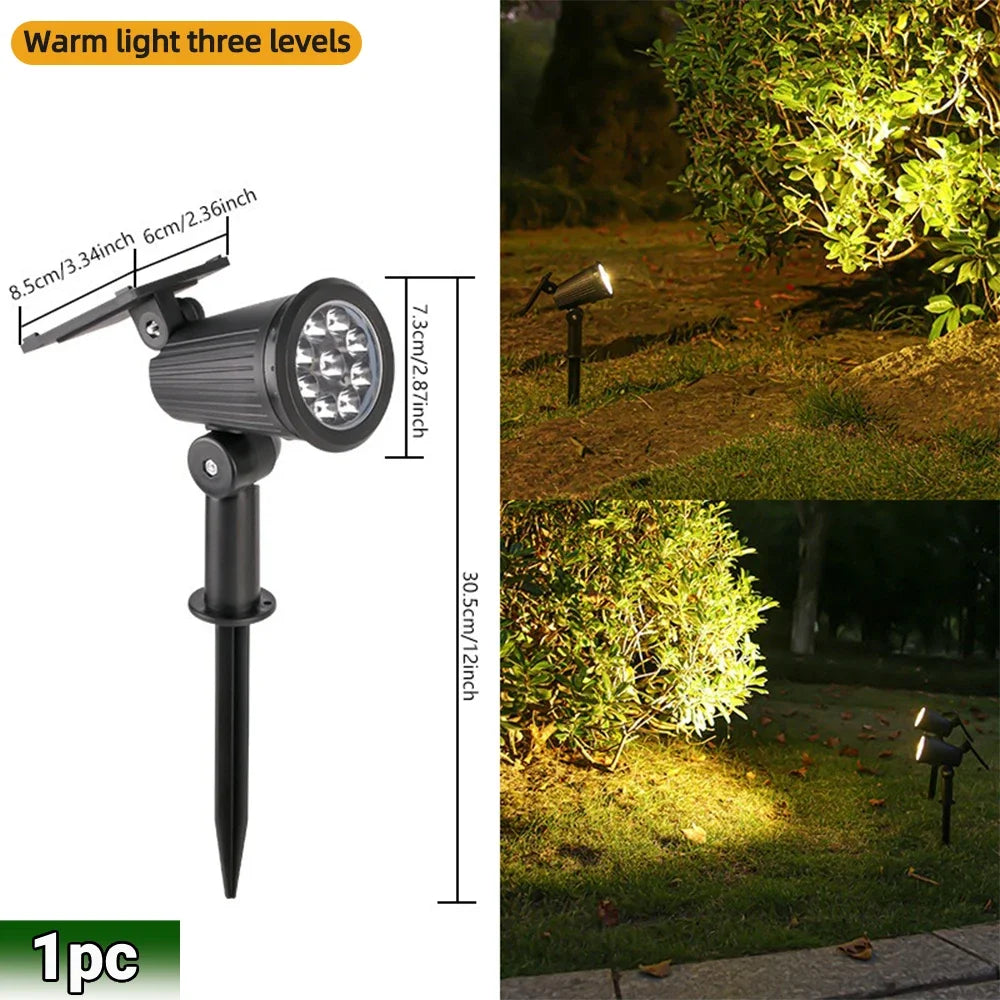 9-LED RGB Solar Spotlights – Waterproof Outdoor Landscape Lights with Adjustable Brightness for Garden, Yard & Trees