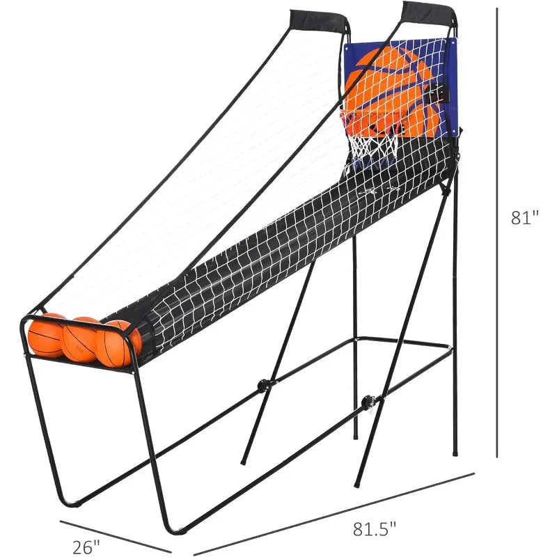 Indoor Basketball Arcade Game – Electronic Scoreboard for 1–2 Players, Foldable Hoop Shooting Game