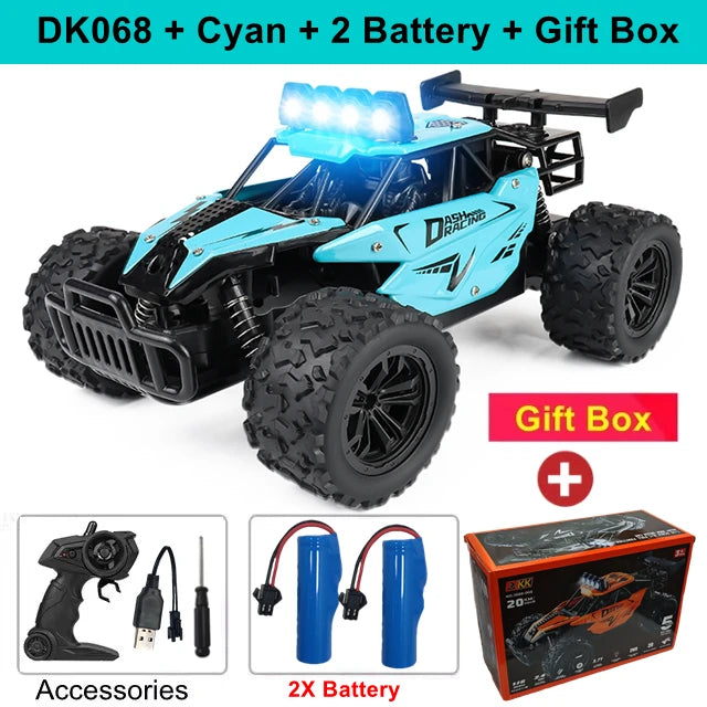 1:16 Remote Control Drift Racing Car – 2.4G Off-Road High-Speed Alloy RC Truck with LED Lights, Climbing Vehicle Toy for Kids