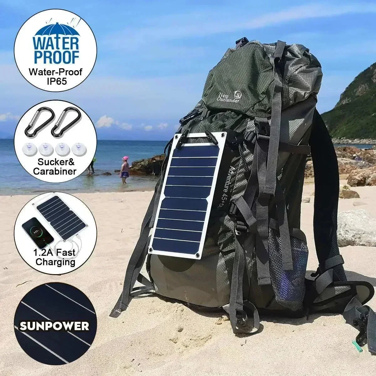 ☀️ Sunpower Portable 35W Solar Panel Charger (5V USB Output)