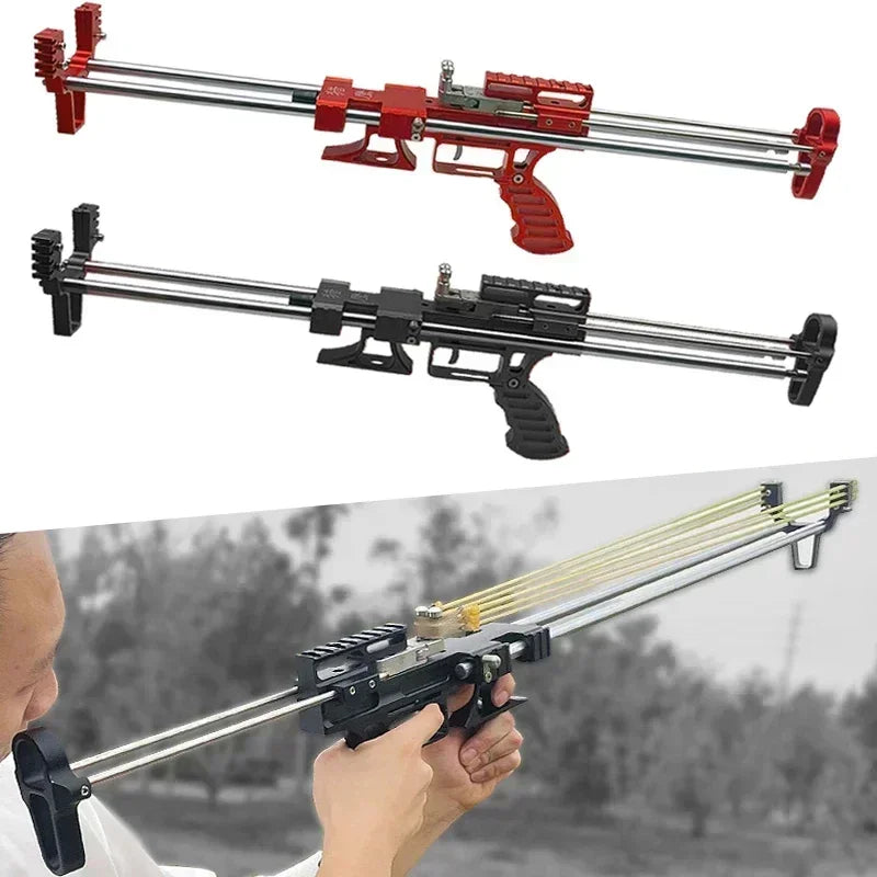 🎯 80LBS Telescopic Long Pole Slingshot with Laser Sight | All-Metal Powerful Hunting Slingshot