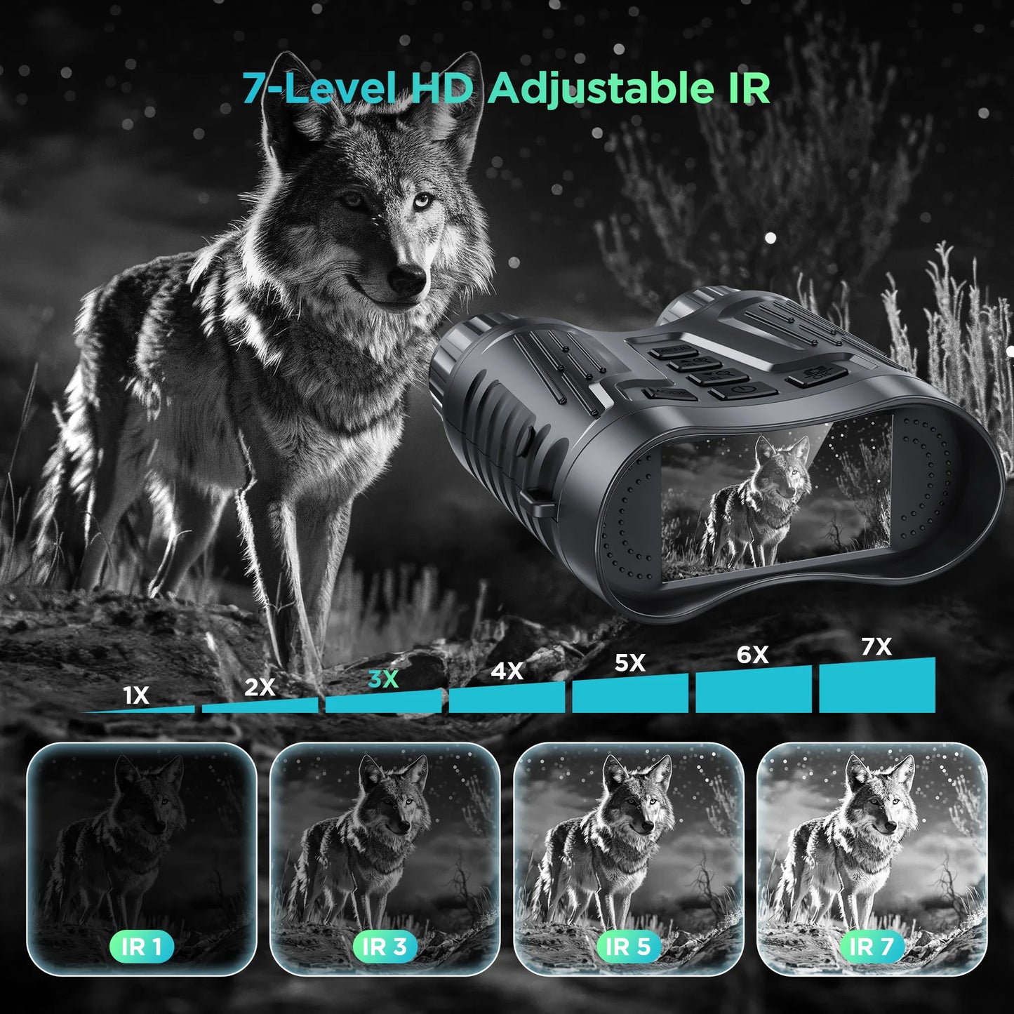 Rechargeable 4K Night Vision Telescope – Infrared Binocular Camera with 8X Zoom & 300M Range for Hunting, Camping & Boating