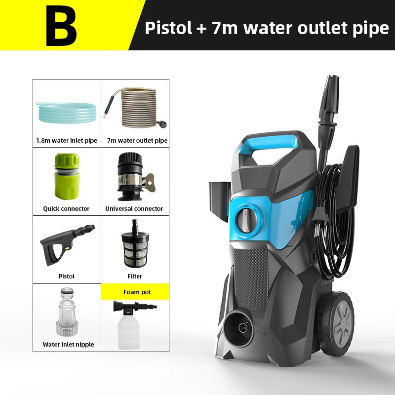 Portable High-Pressure Car Washer – Powerful Automatic Water Pump for Car, Bike, Patio & Garden Cleaning