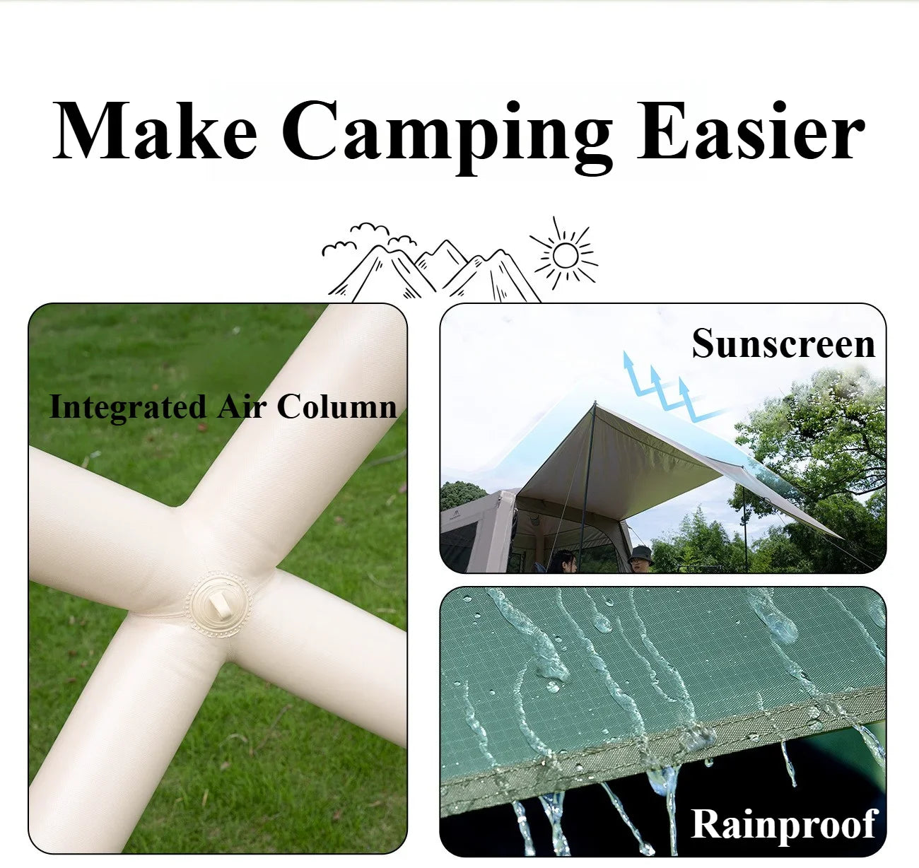 ποΈ MOUNTAINHIKER Inflatable Cottage Tent β Spacious 3β4 Person Quick-Setup Camping Shelter with Canopy