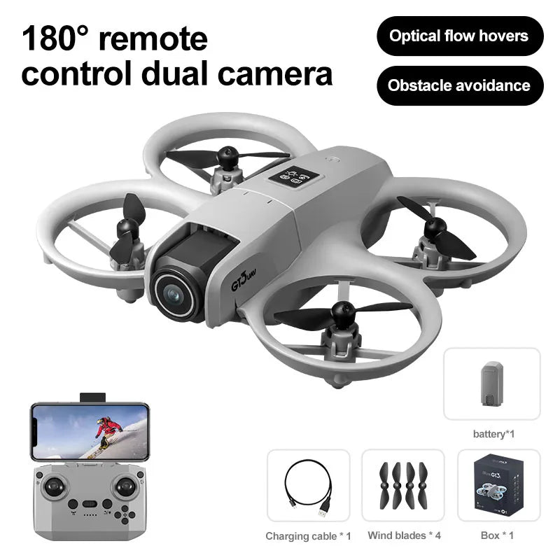 GT3 Mini Drone with Dual Cameras & LED Lights – Entry-Level Quadcopter with 6–8 Min Flight Time, ABS Build