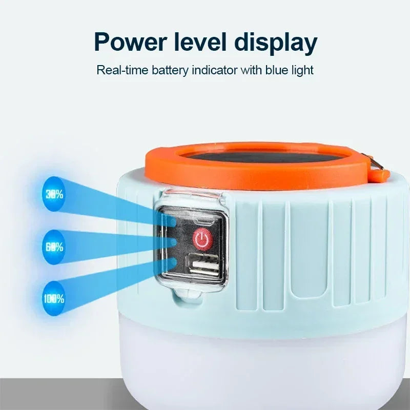 🔦 Solar Camping Light with Power Bank – Waterproof LED Lantern + Remote Control – Rechargeable Tent Light & Flashlight for Outdoor Adventures