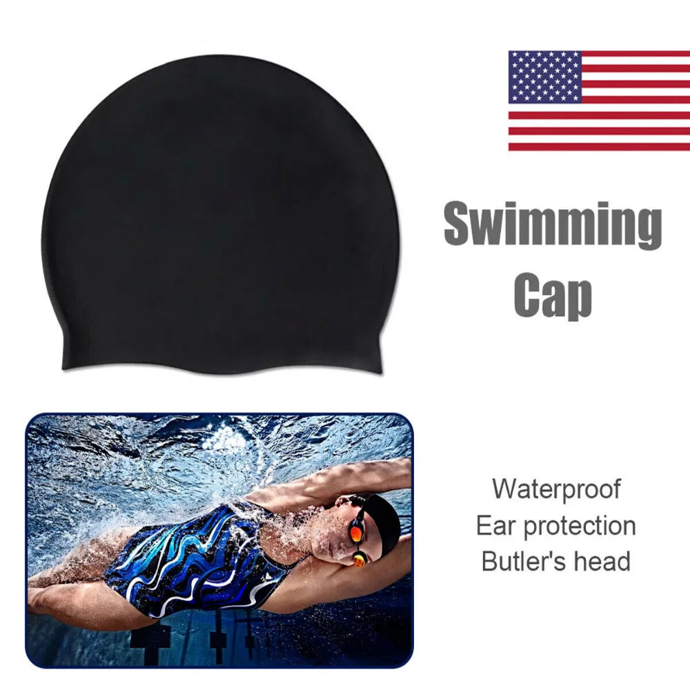 Waterproof Swimming Cap for Men & Women – Solid Color Swim Cap for Long Hair, Adult Pool Use