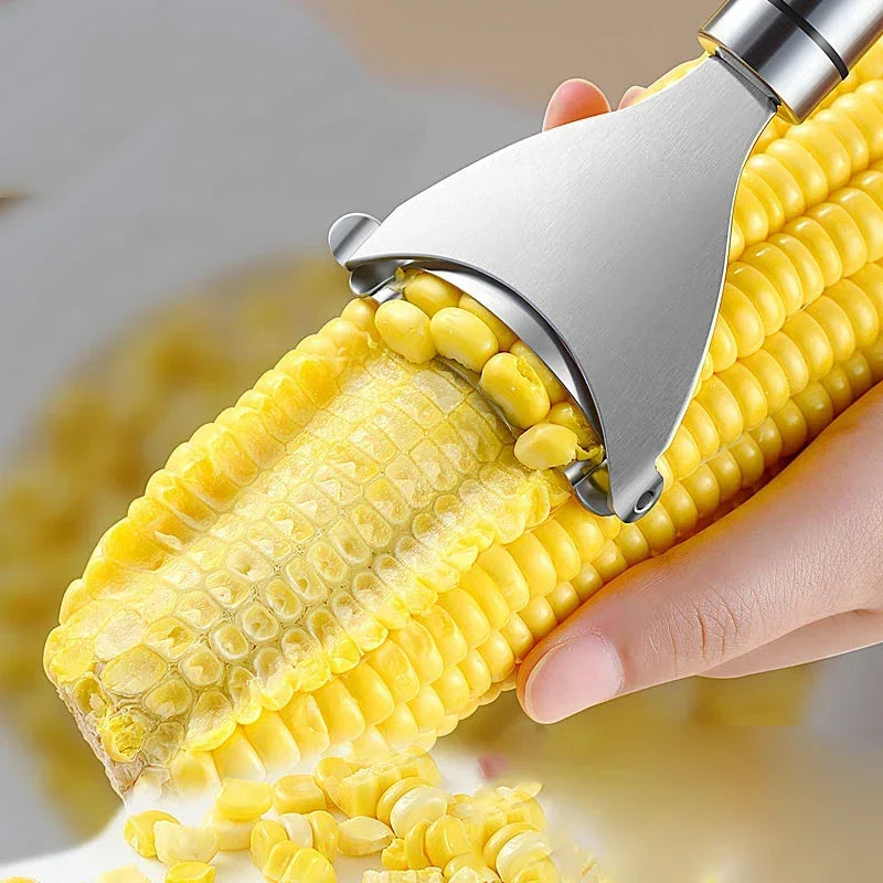 Effortless Corn Prep: Stainless Steel Corn Stripper with Serrated Blade