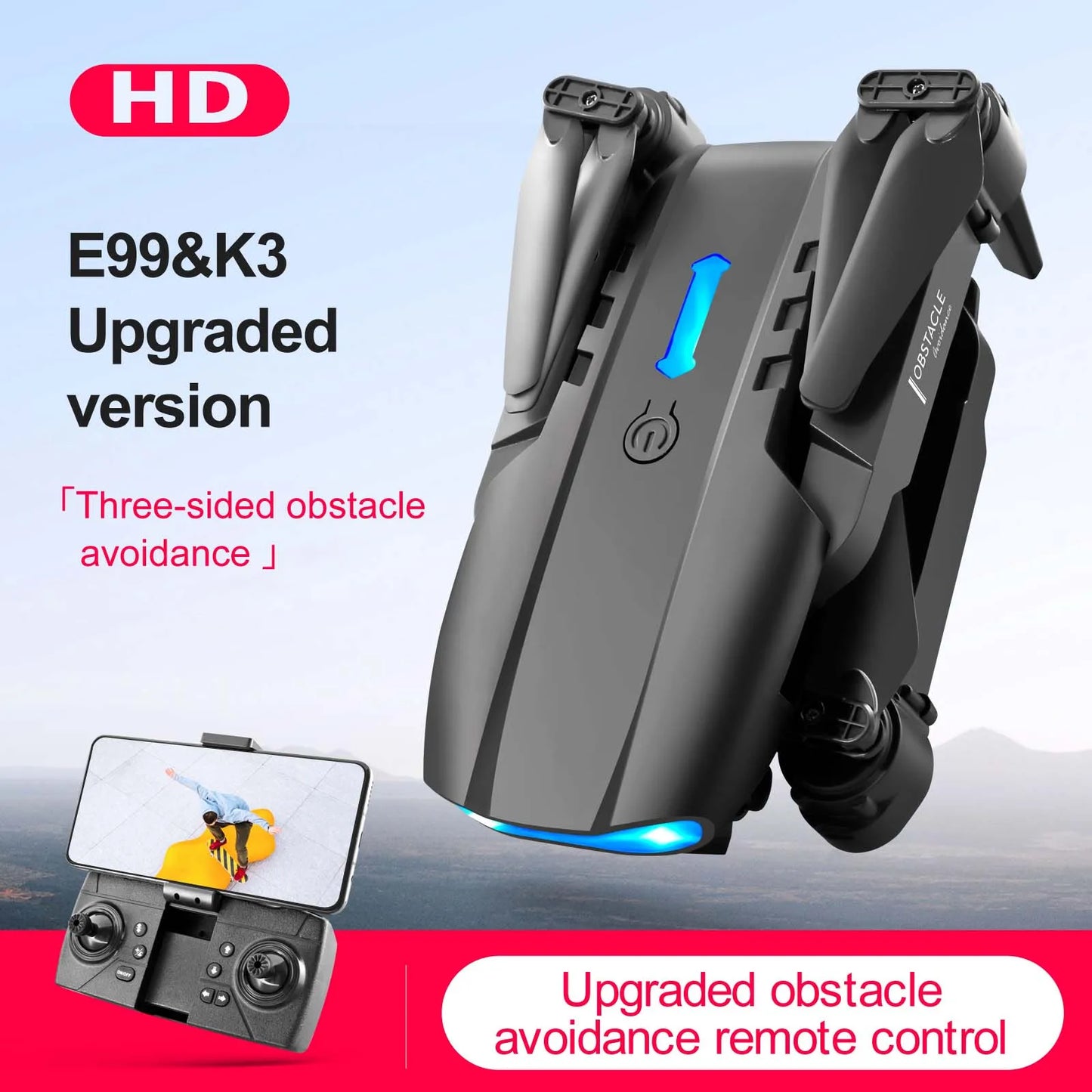 E99 K3 Pro Dual Camera Drone – Obstacle Avoidance RC Quadcopter with Remote Control
