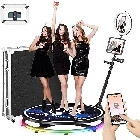 360° Photo Booth Machine with Flight Case & Battery – Slow Motion Party Cam Booth with Custom Deluxe Setup