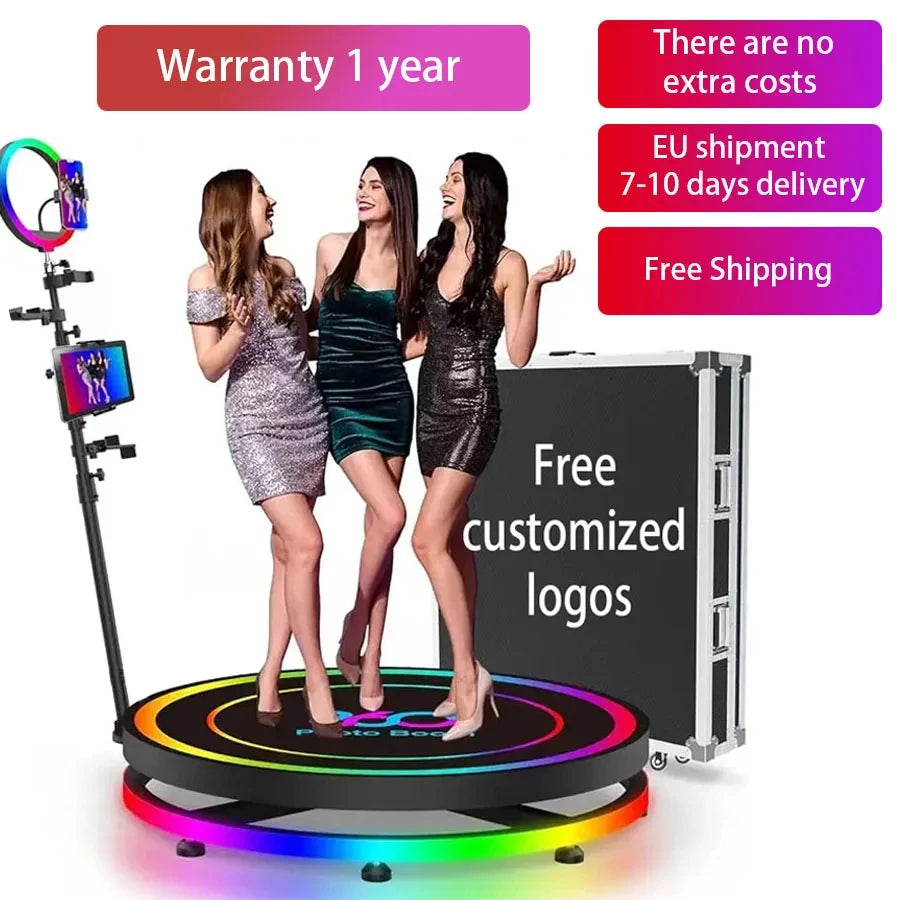 360° Photo Booth Machine with Flight Case & Battery – Slow Motion Party Cam Booth with Custom Deluxe Setup
