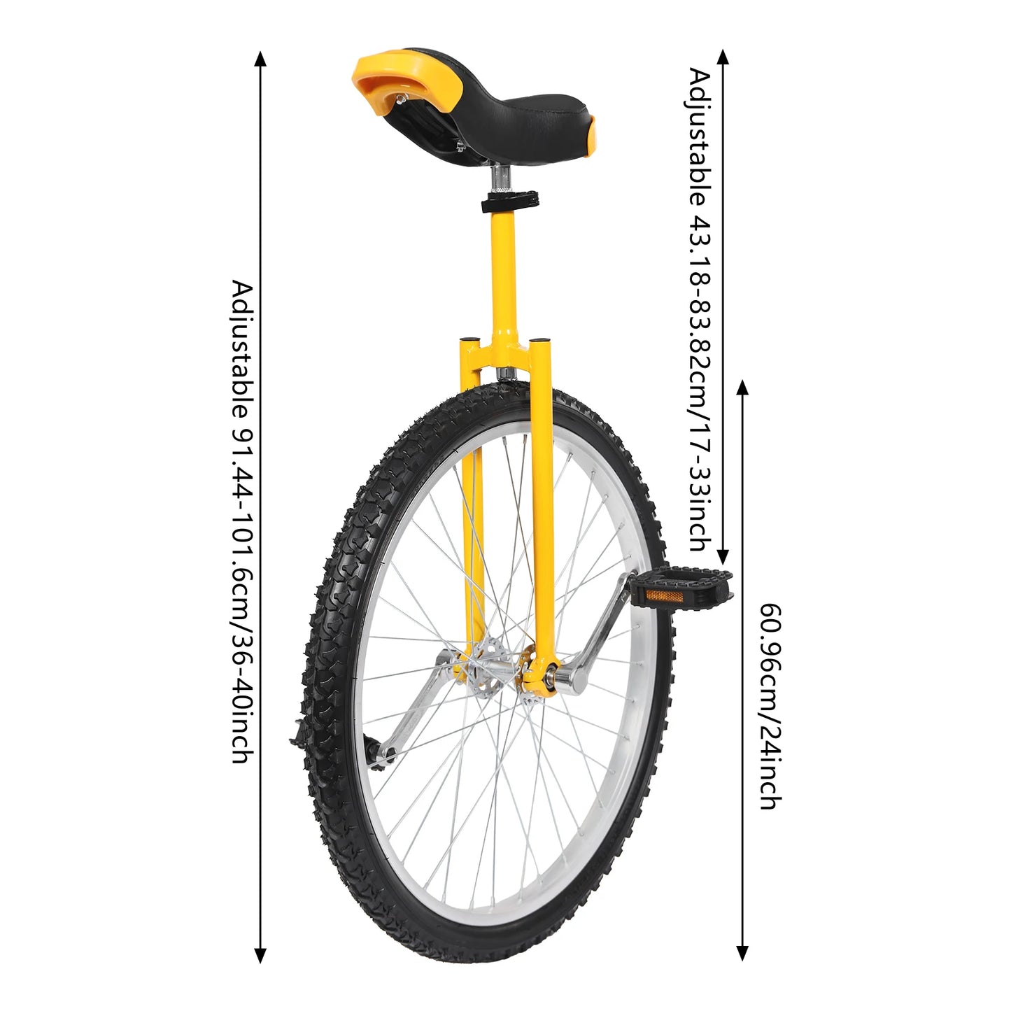 24” Outdoor Unicycle – Adjustable Height One-Wheel Bike with Leakproof Tire for Fitness & Fun