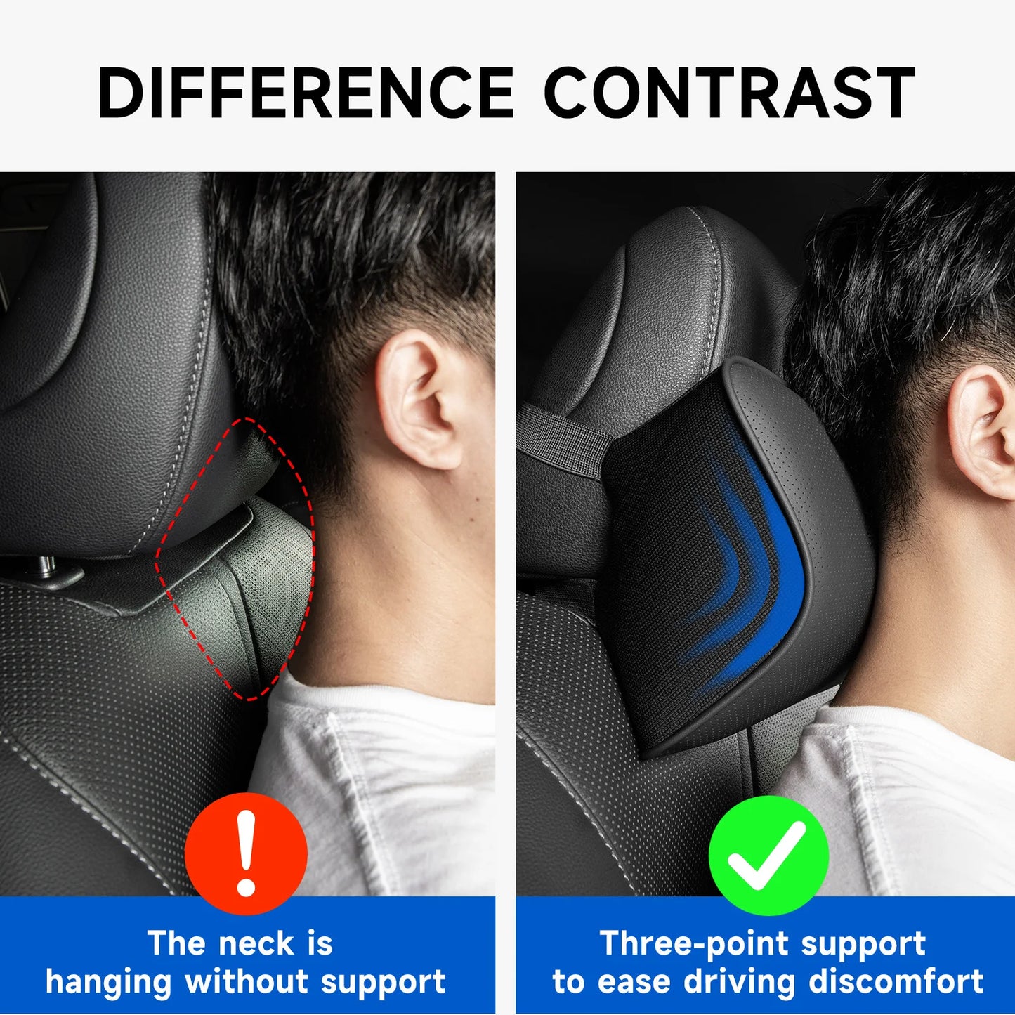 Memory Foam Car Neck Pillow – Adjustable Headrest Support for Comfortable Driving