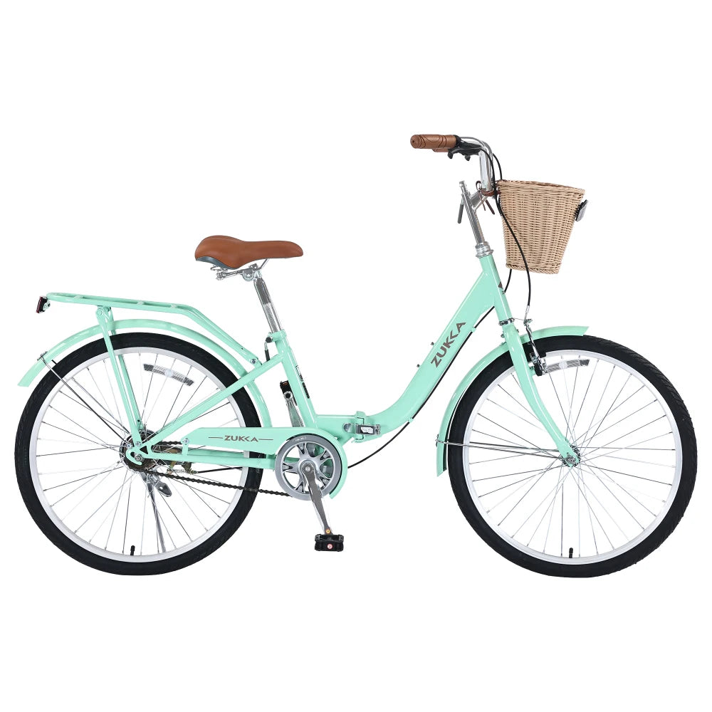 24" Folding Lady’s Bike – Single Speed with Durable Steel Frame, Compact Design for Easy Storage & Commuting