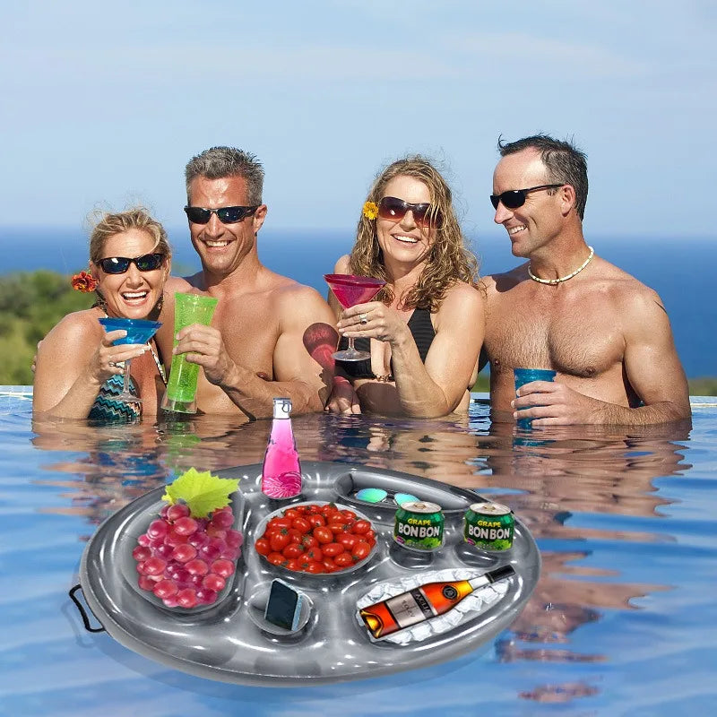 Inflatable Food & Drink Ice Tray – Floating Cooler Bucket Holder for Pool Parties, BBQs & Beach Days
