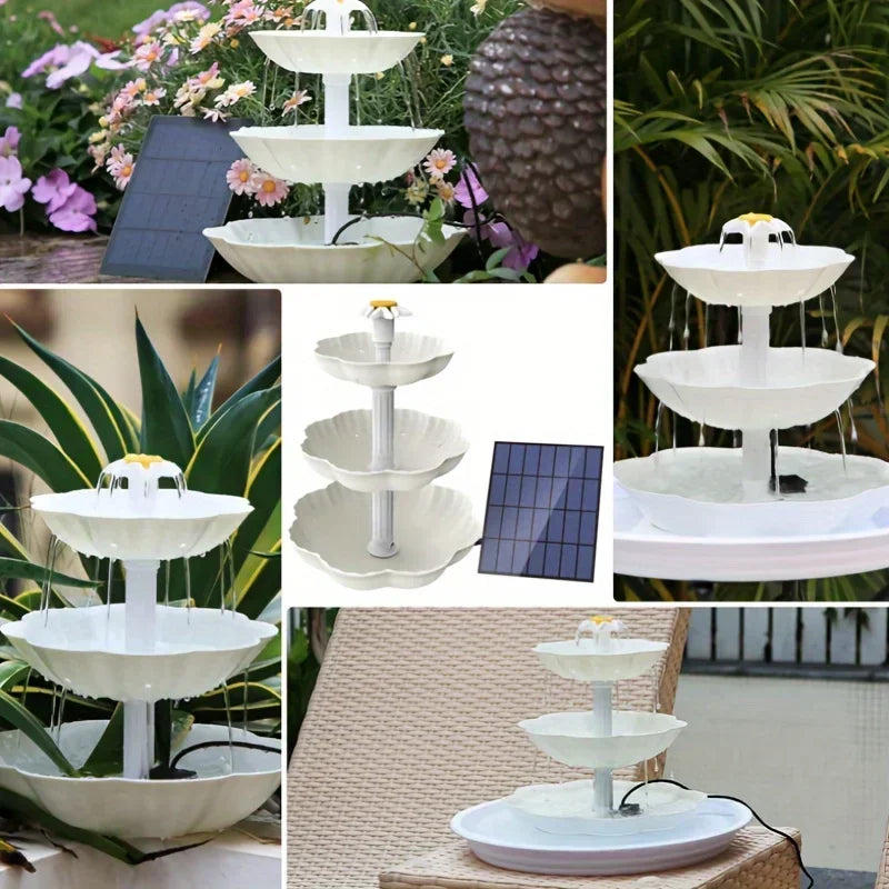 Solar Bird Bath Fountain – Detachable DIY Water Feature for Garden Decoration & Outdoor Bird Feeding