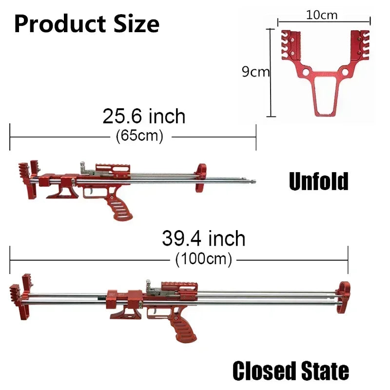 🎯 80LBS Telescopic Long Pole Slingshot with Laser Sight | All-Metal Powerful Hunting Slingshot
