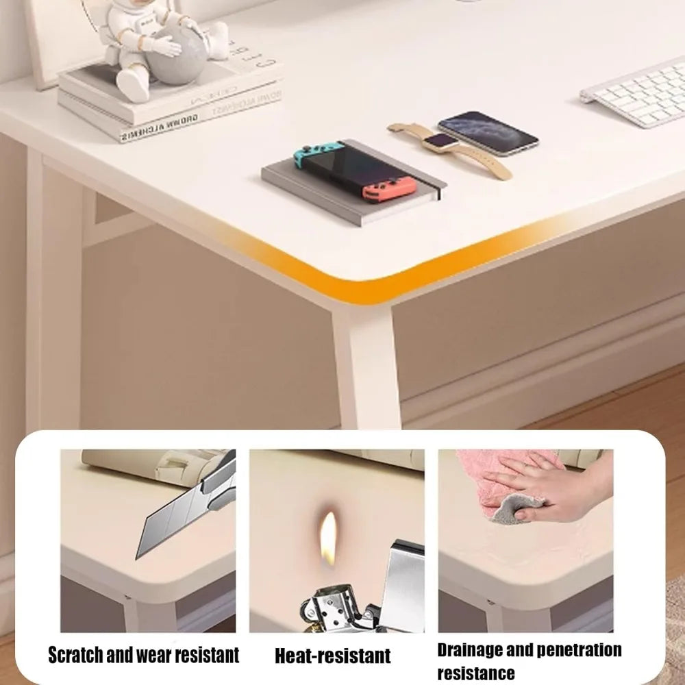 Modern 39.3" White Computer Desk – Minimalist Home Office Writing Table for Bedroom or Study Corner