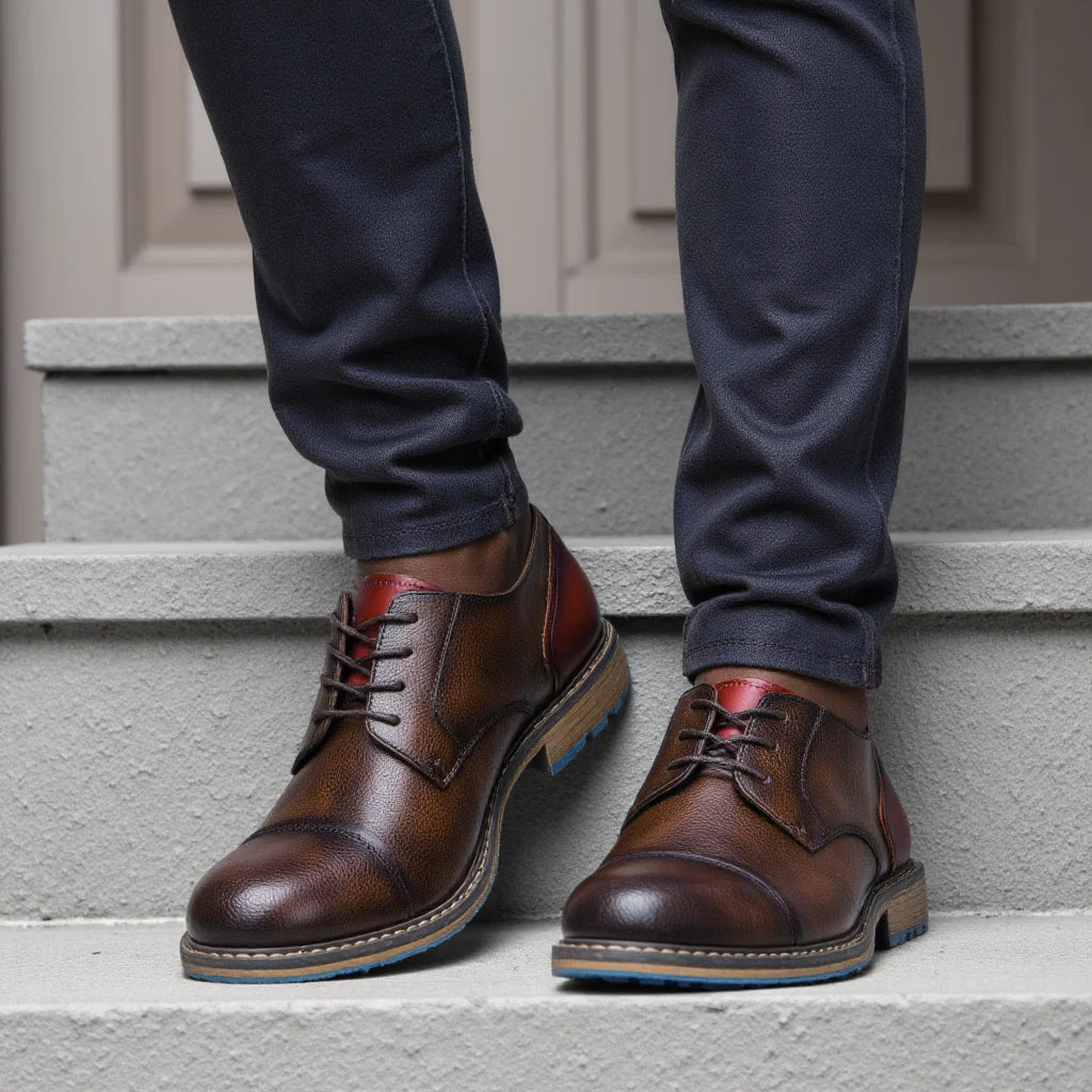 Retro Men’s Derby Shoes – Casual Leather Dress Shoes with Classic Lace-Up Style