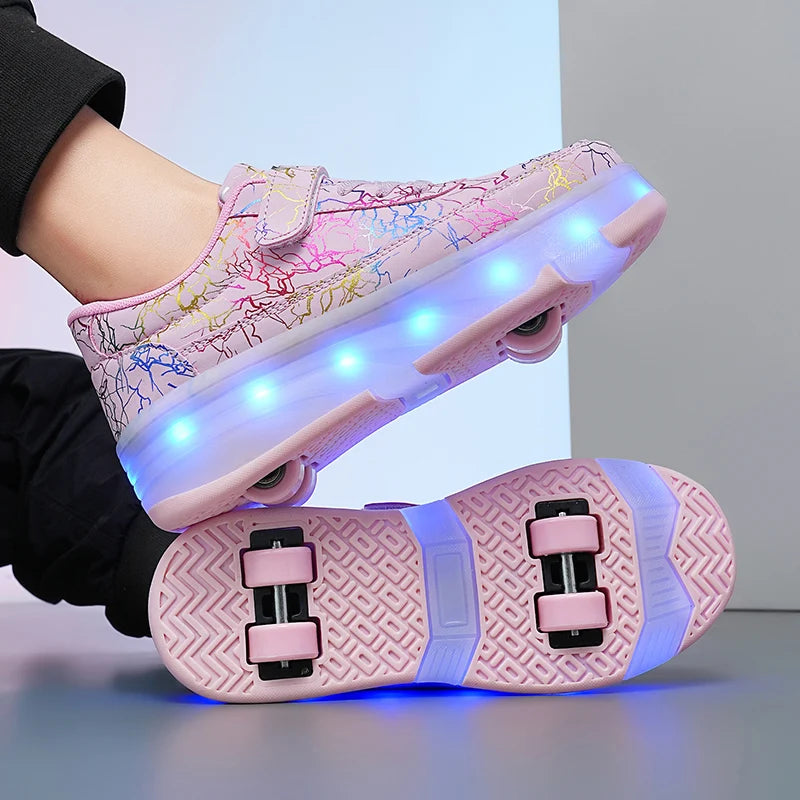 πΌ 4-Wheel Dual-Use Roller Skates Sneakers β Detachable Wheels | Speed Skates for Boys & Girls | Stylish Sports Shoes with Hidden Wheels