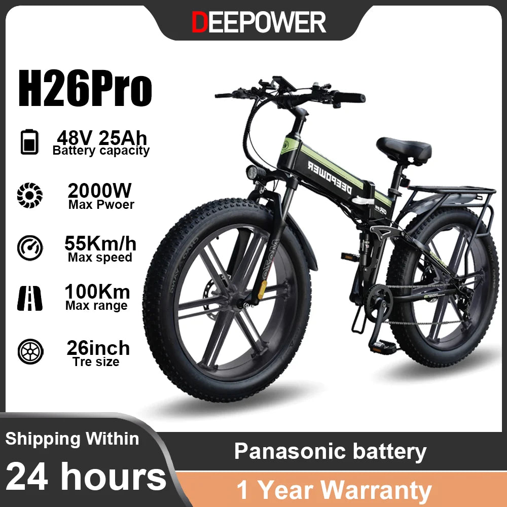 Conquer Any Terrain: 2000W Fat Tire Electric Bike with 48V Battery for Off-Road Adventures