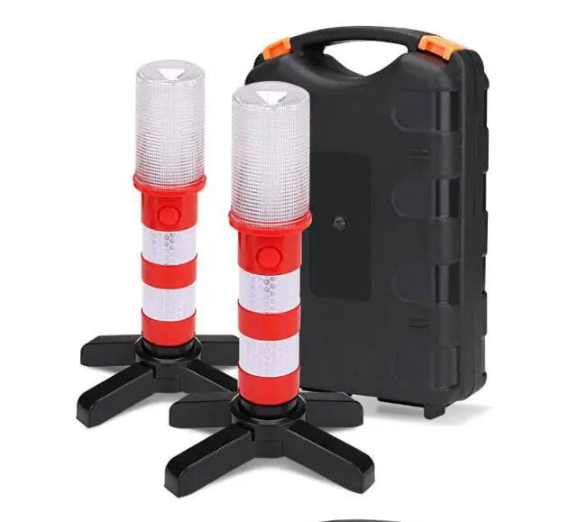 🚨 2pcs Magnetic LED Emergency Warning Lights | Roadside Safety Flares + Telescopic Baton Beacon | Flashlight Strobe Alert Lamps