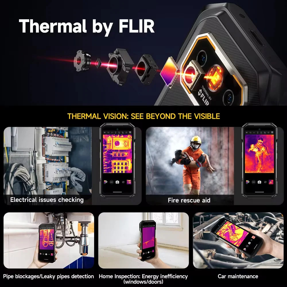 Ulefone Armor 27T Pro 24GB+256GB 5G Thermal lmaging By FLIR Rugged 10600mAh 6.78'' Display 64MP Night Vision 33W NFC Android 14