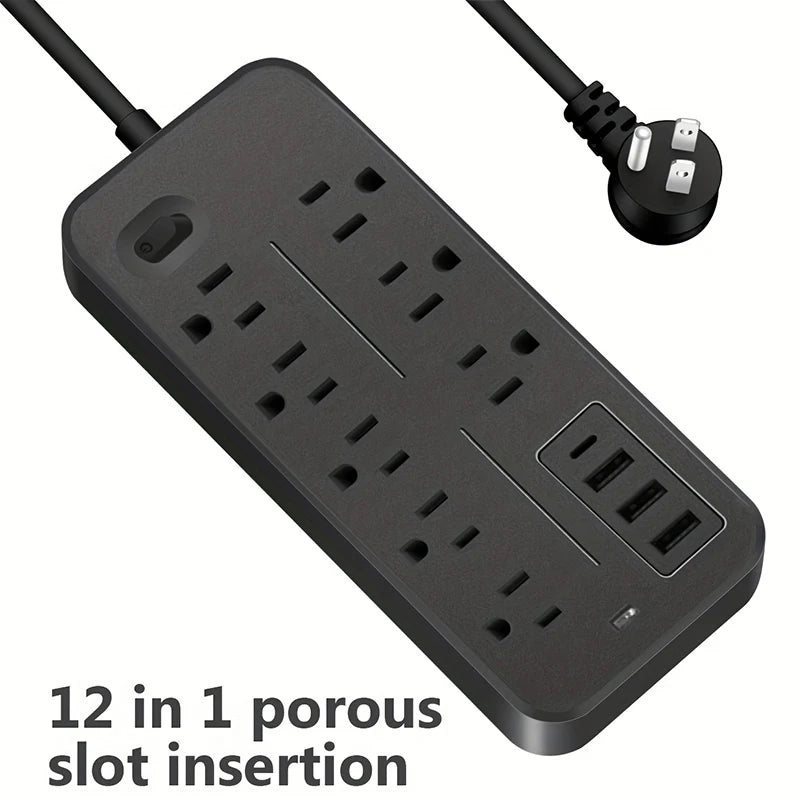 12-Port Power Strip with USB-C – Surge-Protected Extension for Fast Charging & Multi-Device Setup
