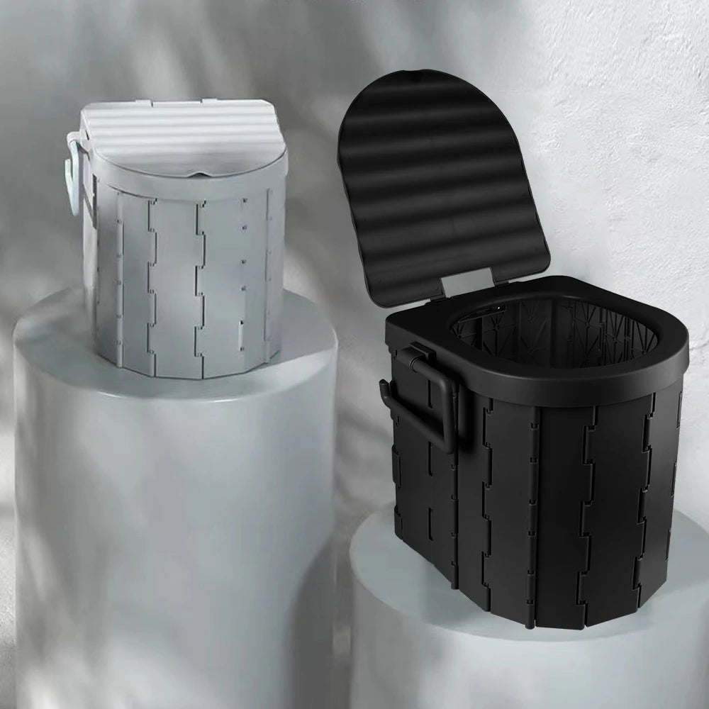 Portable Folding Travel Toilet with Lid – Compact Emergency Toilet for Camping, Cars & Outdoors