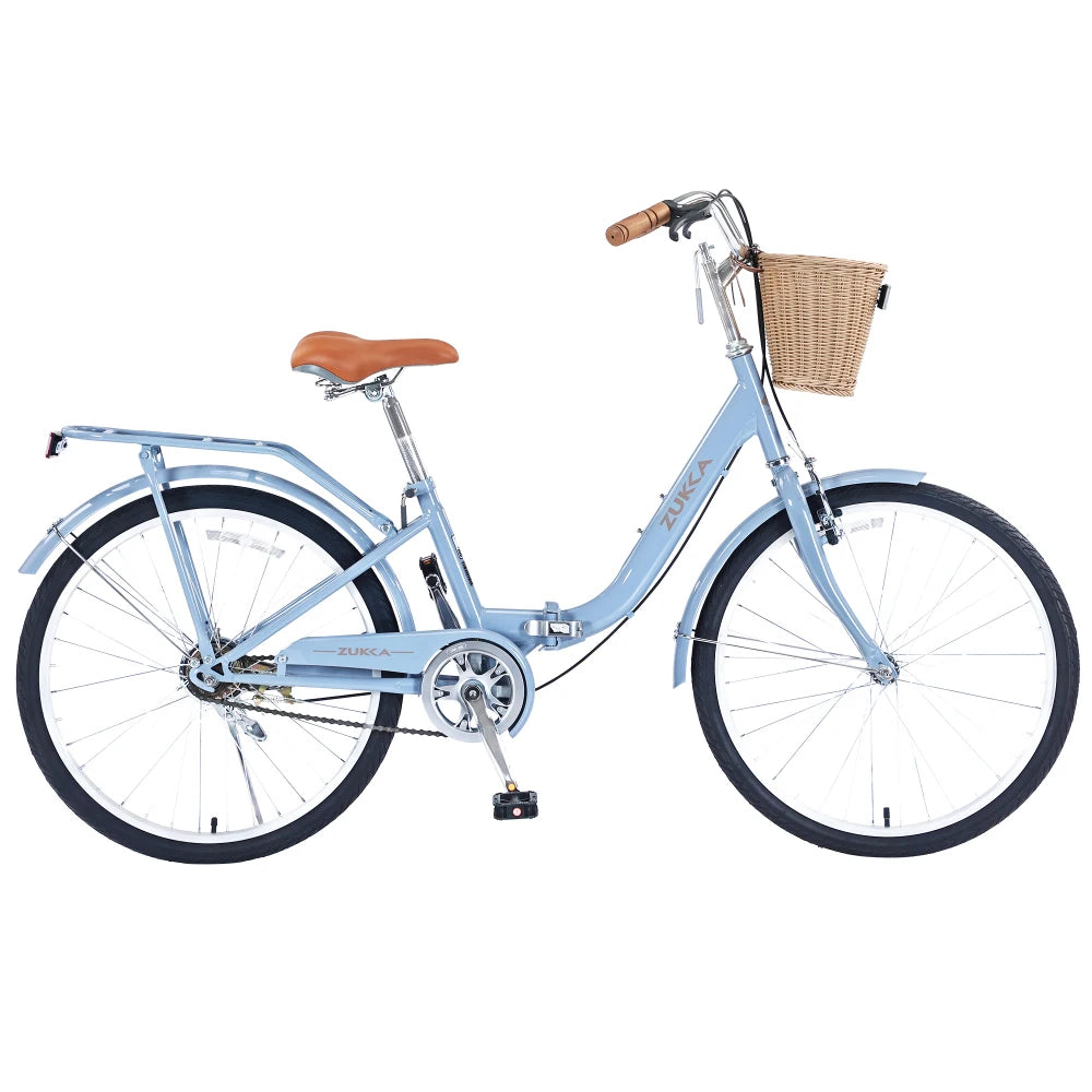 24" Folding Lady’s Bike – Single Speed with Durable Steel Frame, Compact Design for Easy Storage & Commuting