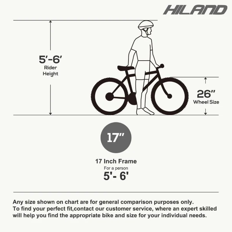 HILAND 26-Inch Mountain Bike – 21-Speed Aluminum Frame with Disc Brakes & Multi-Spoke Wheel Options