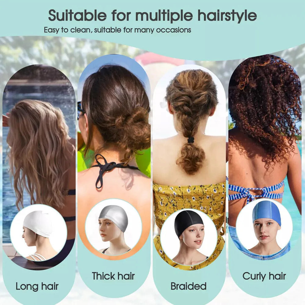 Waterproof Swimming Cap for Men & Women – Solid Color Swim Cap for Long Hair, Adult Pool Use