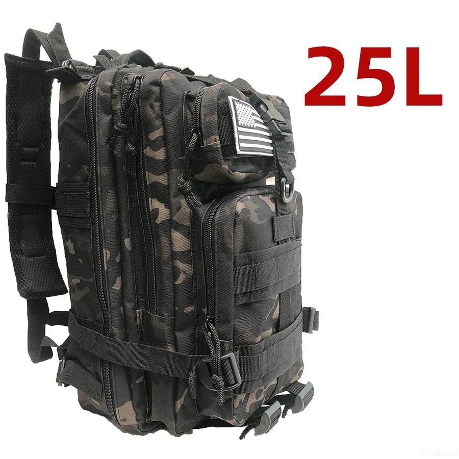 Outdoor-Ready Gear: 25L/50L Tactical Backpack for Camping, Hiking, & Sports