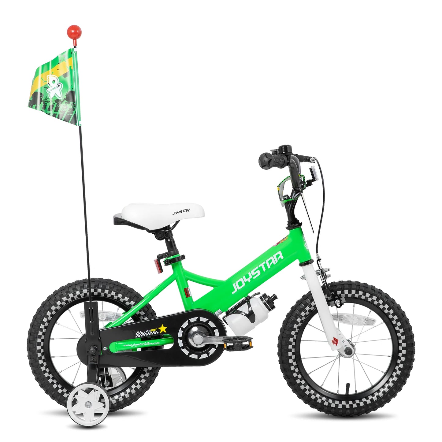Kids Bike with Training Wheels – 12", 14", 16" Sizes for Ages 2–7, Fun Design with Doll Seat, Streamers or Flag & Name Plate