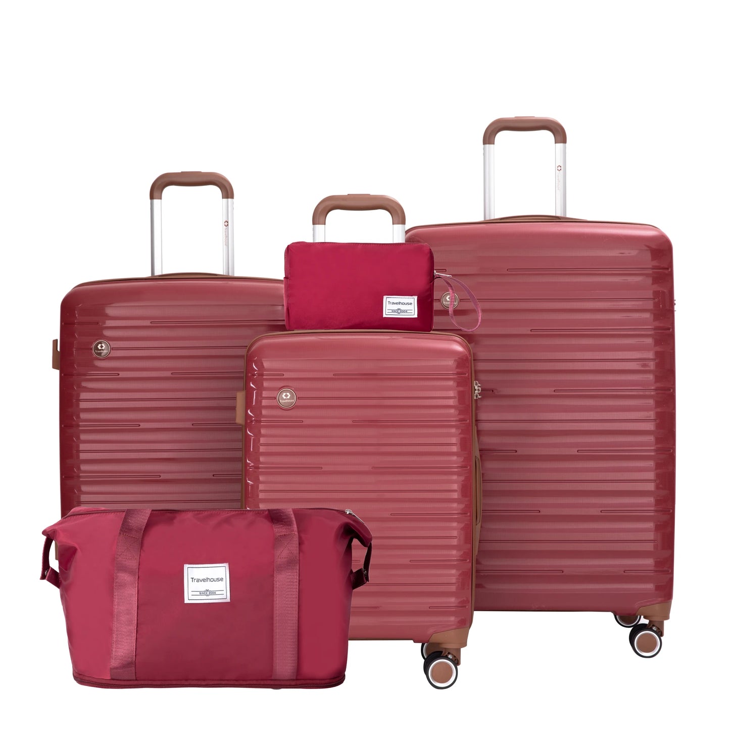 5-Piece Luggage Set – Hardcase Suitcases with TSA Lock, Double Spinner Wheels & Matching Travel Duffle Bag